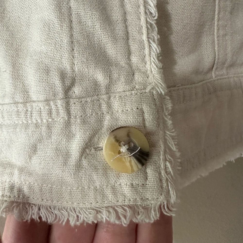 CHARLIE B Cream Jean Button Up Jacket Fringe XL Pockets - Picture 2 of 7